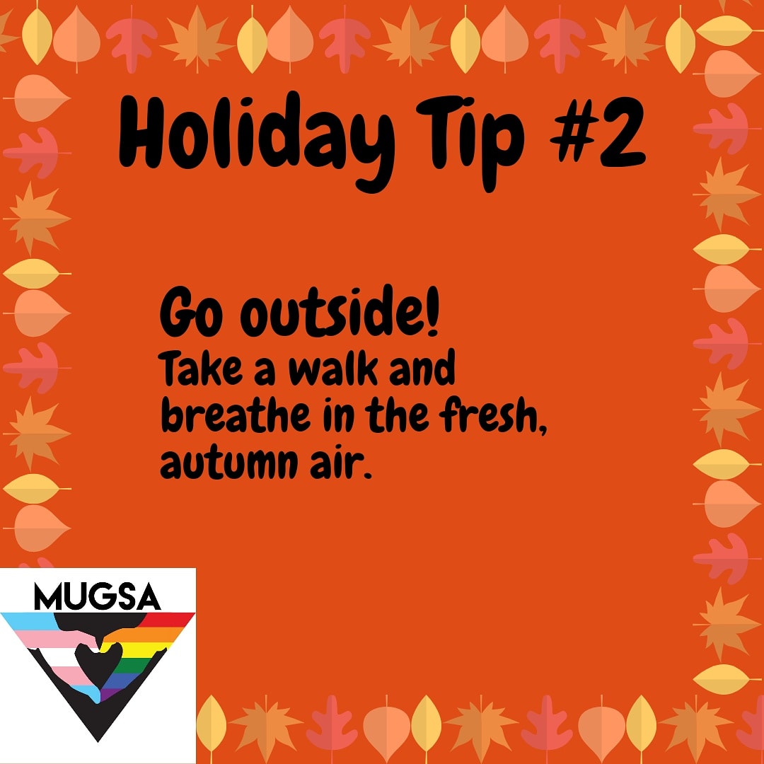 mu_gsa's tweet photo. Need a break from your parents? Go on a walk! Fresh air has been proven to relieve stress and anxiety. Where's your favorite place to take a walk?
•
•
•
#community #diversity #education #equality #getinvolvedmu #inclusion #inclusivemu #lgbt #lgbtqia #mually #queer https://t.co/9snfZG6JVn