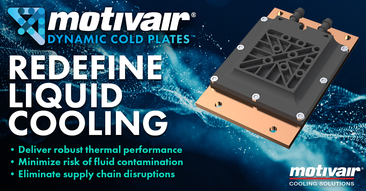 MotivairCorp's tweet photo. Motivair Corporation's NEW Dynamic Cold Plates™ harness innovative fluid dynamics to redefine direct liquid cooling | Learn More: https://t.co/OXaBvXtYc3 https://t.co/mPDTv626HR