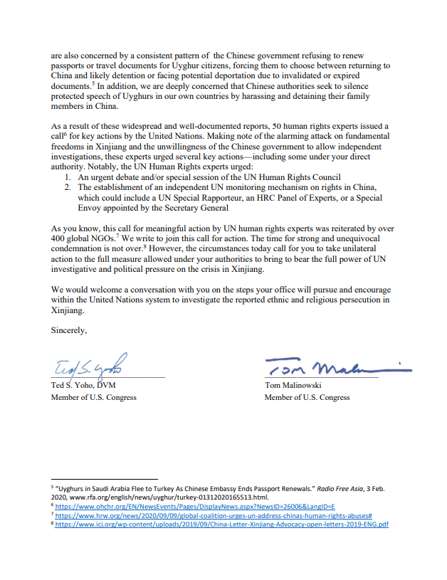 RepBrianFitz's tweet photo. The #CCP abuse of the #Uyghurs has been ignored for much too long. I joined a bipartisan letter to @UN Secretary General @antonioguterres urging him to investigate the ongoing humanitarian crisis in #Xinjiang. 

#China must be held accountable for their actions. https://t.co/4sBvs7BO3n