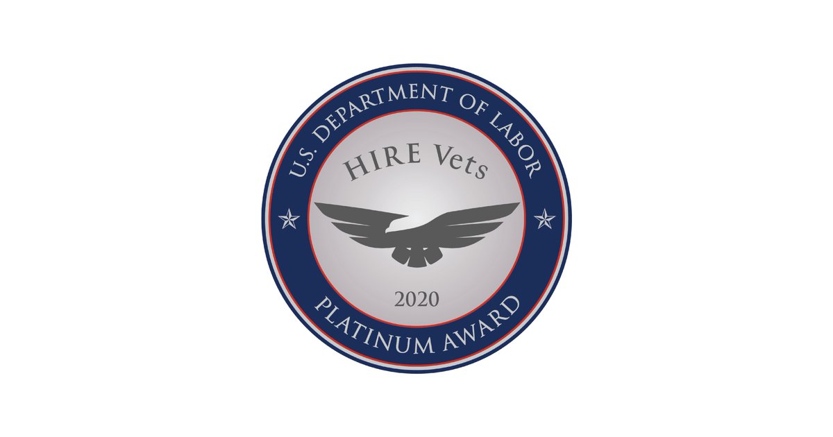 ProSphere1's tweet image. We are pleased to share that ProSphere was recently recognized by U.S. Secretary of Labor Eugene Scalia as one of the recipients of the 2020 HIRE Vets Platinum Medallion Award. Read the full press release: bit.ly/2UCtdUm.