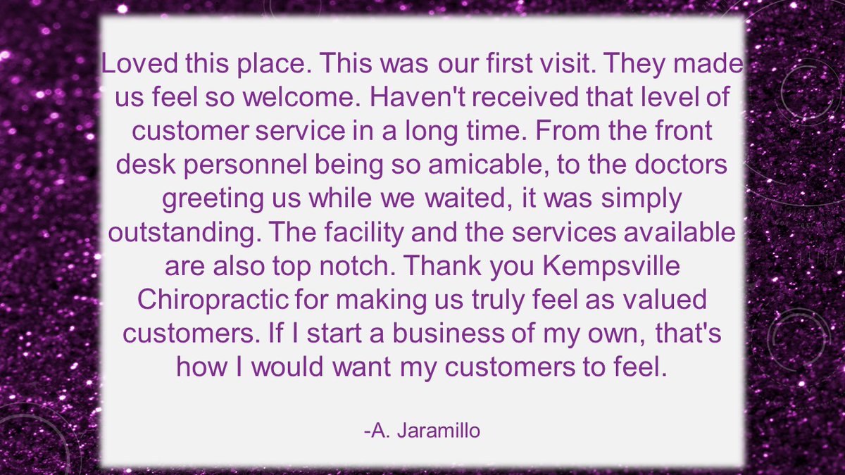 KempsvilleChiro's tweet photo. We appreciate our patients so much when they leave us #googlereviews! Thank you so much!  

#TestimonialTuesday #testimonial #ReviewPost #review #thankyou #chiropractic #Google https://t.co/rrmoEbjw1e
