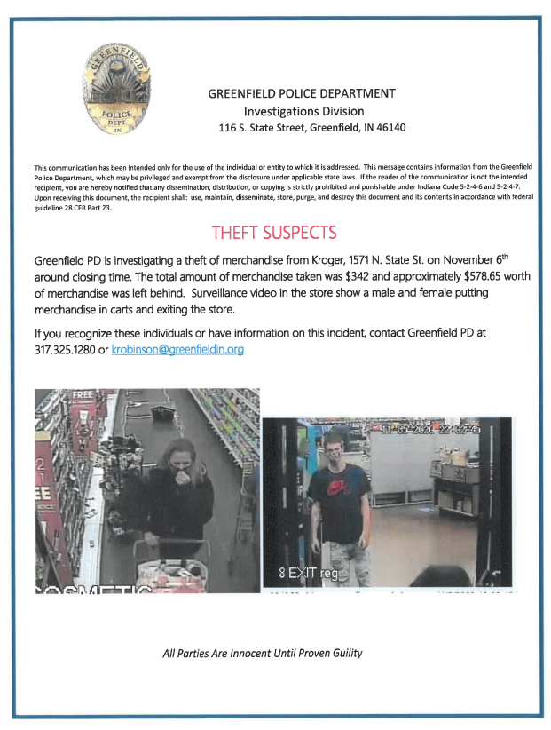 GreenfieldIN_PD's tweet image. Do you know me?  Contact @GreenfieldIN_PD if you recognize these two.  #crimestoppers #helpidentify