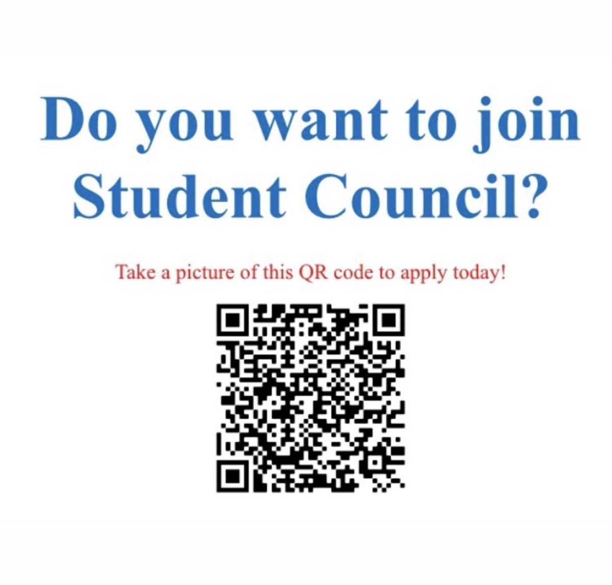 CouncilLdhs's tweet photo. Use this code to fill out the application today!! Or the link in our bio! All applications are due THIS Thursday 11/19 https://t.co/NO5lBnMWWx