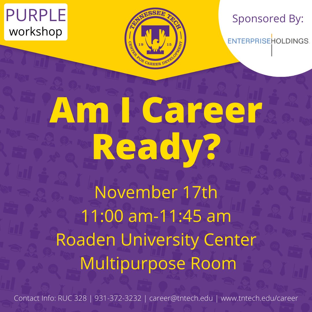 tntechcareer's tweet photo. Are you Career Ready? You can be! Join us TODAY at 11am! https://t.co/yhQysRKZTq