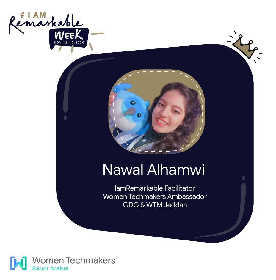 ✨💜 ما زلنا مستمرات، مع مدرباتنا اليوم: 
<a href="/zraadsato/">Zee</a>
<a href="/__nawalhmw/">💙 Nawal</a>
<a href="/chaimabou5/">Chaimaa Bouchoucha</a>

التسجيل متاح طوال الأسبوع!
bit.ly/wtmsaudi-iar-2…

 #IamRemarkableWeek2020