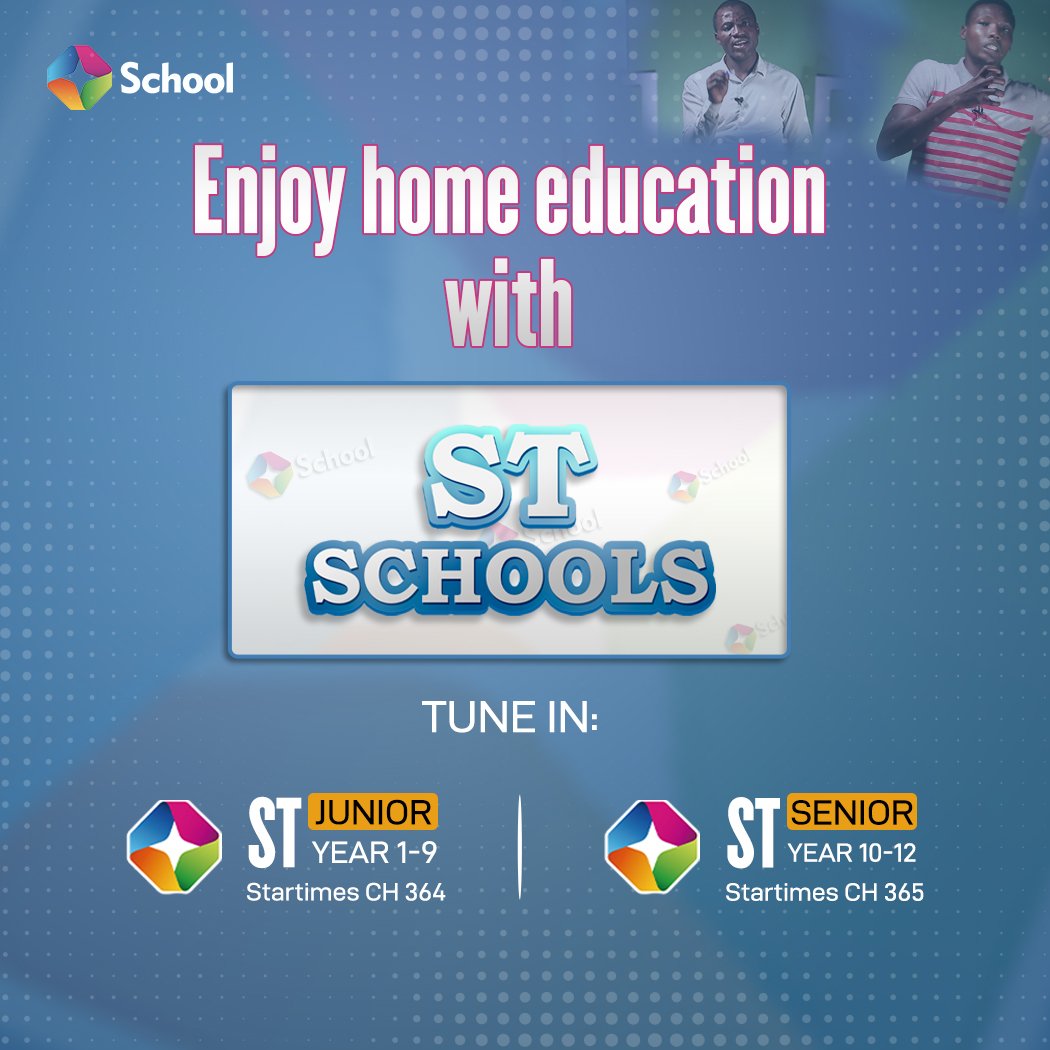 STTVSchool's tweet photo. Hey Students, do you know you can enjoy sound and quality Home Education?
TUNE IN to ST SCHOOLS - Channels 364 and 365 on Startimes.

#students #learning #education #elearning #homeeducation #tvschool #sttvschool https://t.co/4jZBn5TVSm