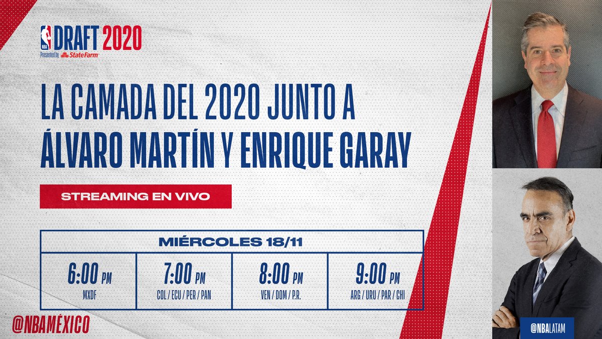 AlvaroNBAMartin's tweet photo. El miรฉrcoles por la noche, una antesala al #NBADraft2020 junto a @QuiqueGaray. Preparen sus preguntas para interactuar. #VenALaNBA @NBAMEX @NBALatAm https://t.co/a4vgw4Jp4P