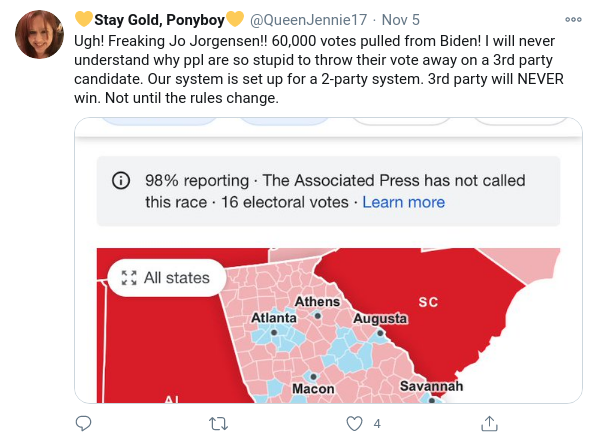 Sue Jorgensen for vote stealing!6/8