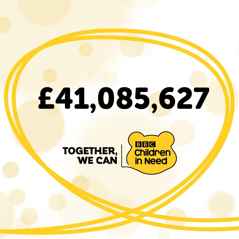 BBCCiN's tweet photo. UPDATE: Your fundraising now totals £41M+ ⭐

We have been blown away by your kindness &amp; generosity in the face of 2020's challenges 👏

Together, we will change so many lives across the UK. Thank you 💛 #ChildreninNeed