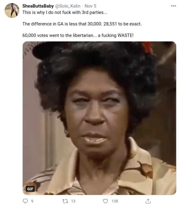 So I went and found a bunch of tweets of people complaining how Jo Jorgensen stole the election from their candidate! Enjoy and share! #VoteGold1/8