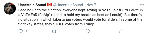 I guess the "pointless Libertarian vote" isn't that pointless!4/8
