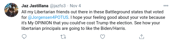 I guess the "pointless Libertarian vote" isn't that pointless!4/8