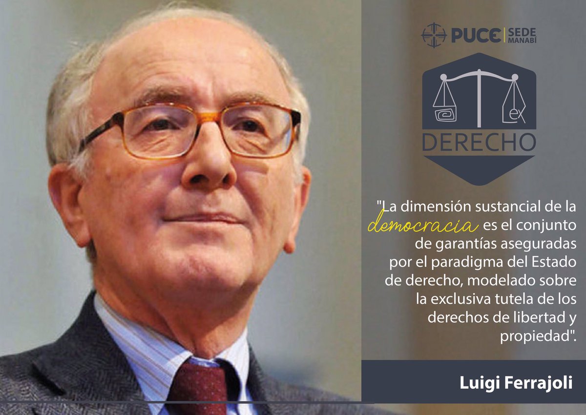 DerechoPucem's tweet photo. Luigi Ferrajoli es un jurista italiano, discípulo de Norberto Bobbio; es uno de los principales teóricos del garantismo jurídico.
.
#PuceSedeManabí #Derecho #PUCEM https://t.co/9dCkRtnLlg