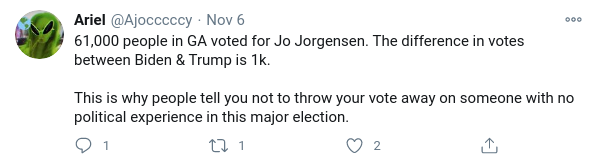 Wait, so you would be good with me throwing away my vote, as long as they had political experience?8/8