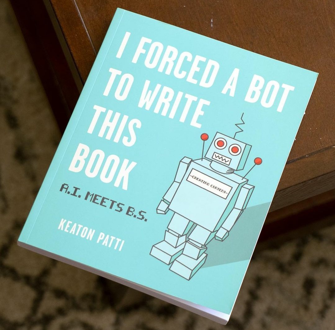 KeatonPatti's tweet photo. The book is out today!!!

It's perfect for:
-Reading
-Gifting to good friends
-Placing on a coffee table and pretending it's very dry, rectangular coffee
-Gifting to bad friends
-Marriage (if you want to marry a book)
-Holding bookmarks

🤖 Order here! 🤖 https://t.co/OEFryVROak https://t.co/hy123Spitr