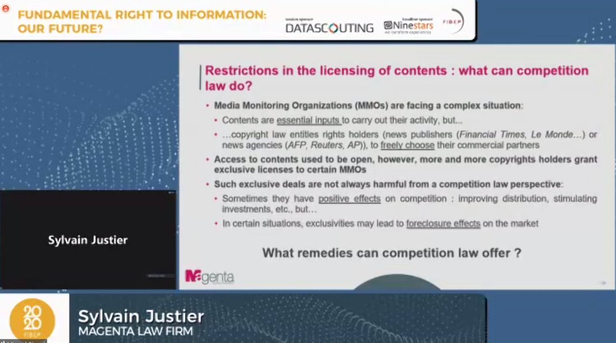 DataScouting's tweet photo. a great copyright session at the @_FIBEP World Media Intelligence Congress 2020 moderated by @C_DICKES . Insights and good points by Sylvain Justier
#FIBEP #WMIC20 #MediaIntelligence #Copyight https://t.co/xvmqPIv4dv