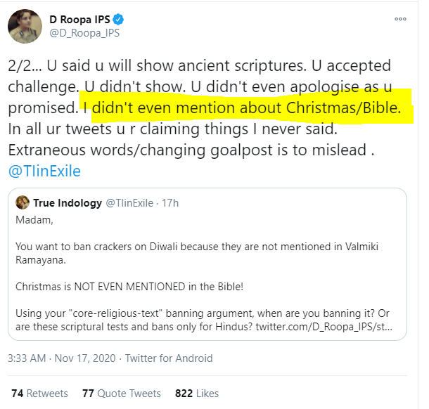 I draw your kind attention  @D_Roopa_IPS to your hypocrisy of diverting discussion and questioning others for the same. The rule of the game applies to both the players. Please respect this.2/n
