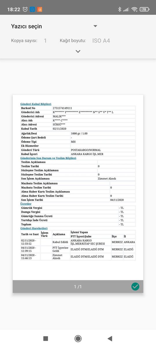 Sevgili <a href="/KitapSec/">Kitapseç</a> ve <a href="/PTTKurumsal/">PTT AŞ</a> 02.11.2020 tarihinde kargoya verilen ve hediye gelen kargo hala teslim edilmediği gibi 2 günde Ankara'dan Elazığ'a gelip 13 gündür hiçbir işlem görmeden keyfi uygulama sonucu bekletiliyor. Bence <a href="/KitapSec/">Kitapseç</a> ve <a href="/PTTKurumsal/">PTT AŞ</a> bu işi yapmamalı. Yazık!!