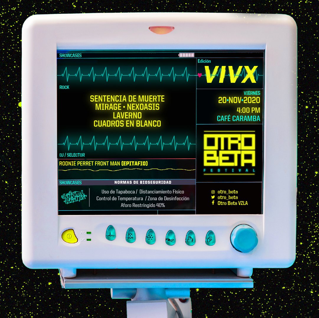 #Maracay #Viernes #20NOV <a href="/cafecaramba/">@cafecaramba</a> 6PM #Showcases #Rock #Laverno #SentenciaDeMuerte #Mirages <a href="/nexoasis1/">Nexoasis</a> #CuadrosEnBlanco #RodniePierret Normas #Bioseguridad Tapaboca/DistanciamientoFísico/ControlTemperatura/ZonaDesinfección/ForoRestringido Entrada #Gratis VIVX/VIVA/VIVO/VIVE💛