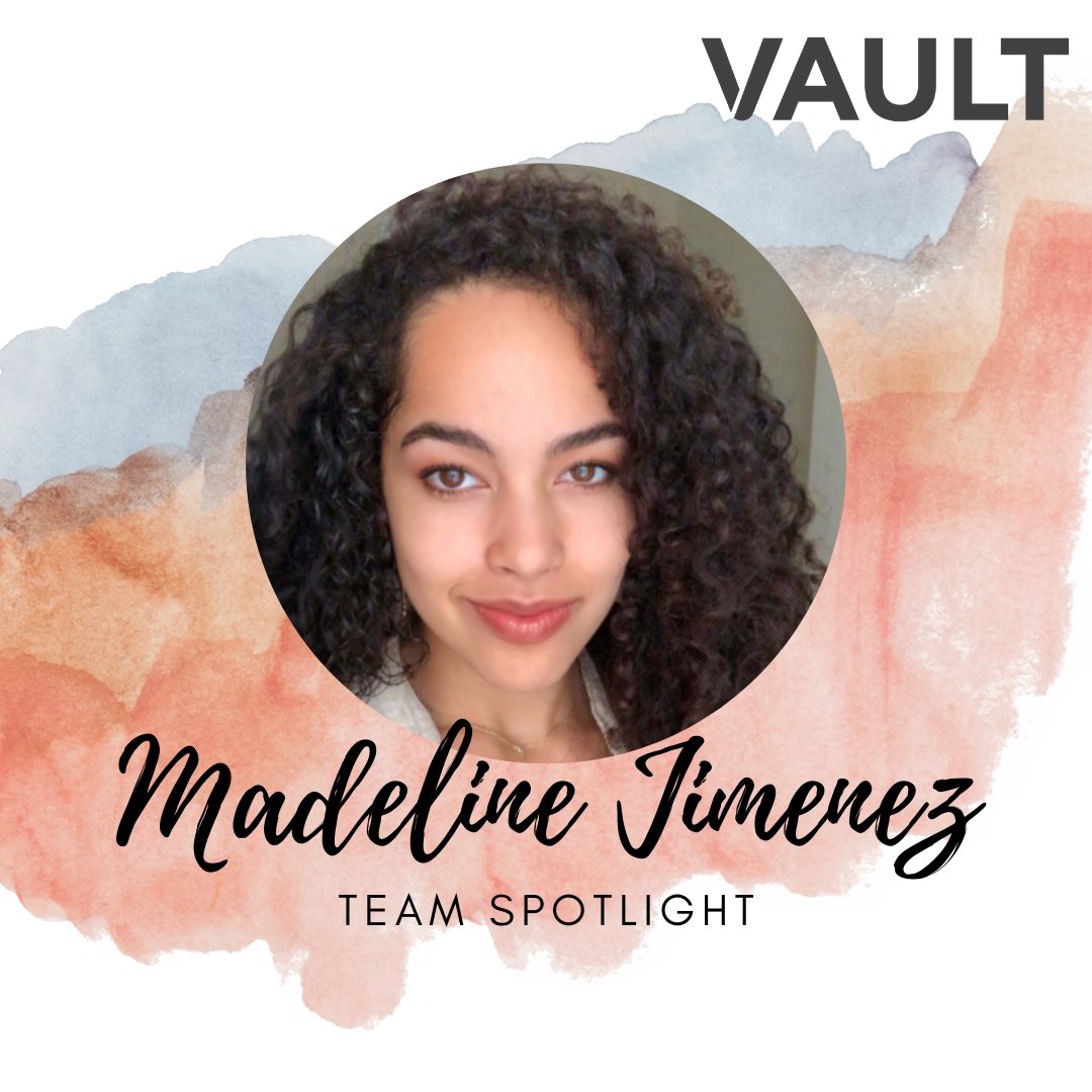 VaultInnovation's tweet photo. During this week's #TEAMSPOTLIGHT we get to meet VAULT's newest graphic designer and team member, Madeline Jimenez. Check out her favorite ways to spend the weekend! https://t.co/V7tTrZgNRK https://t.co/neECy8jpij