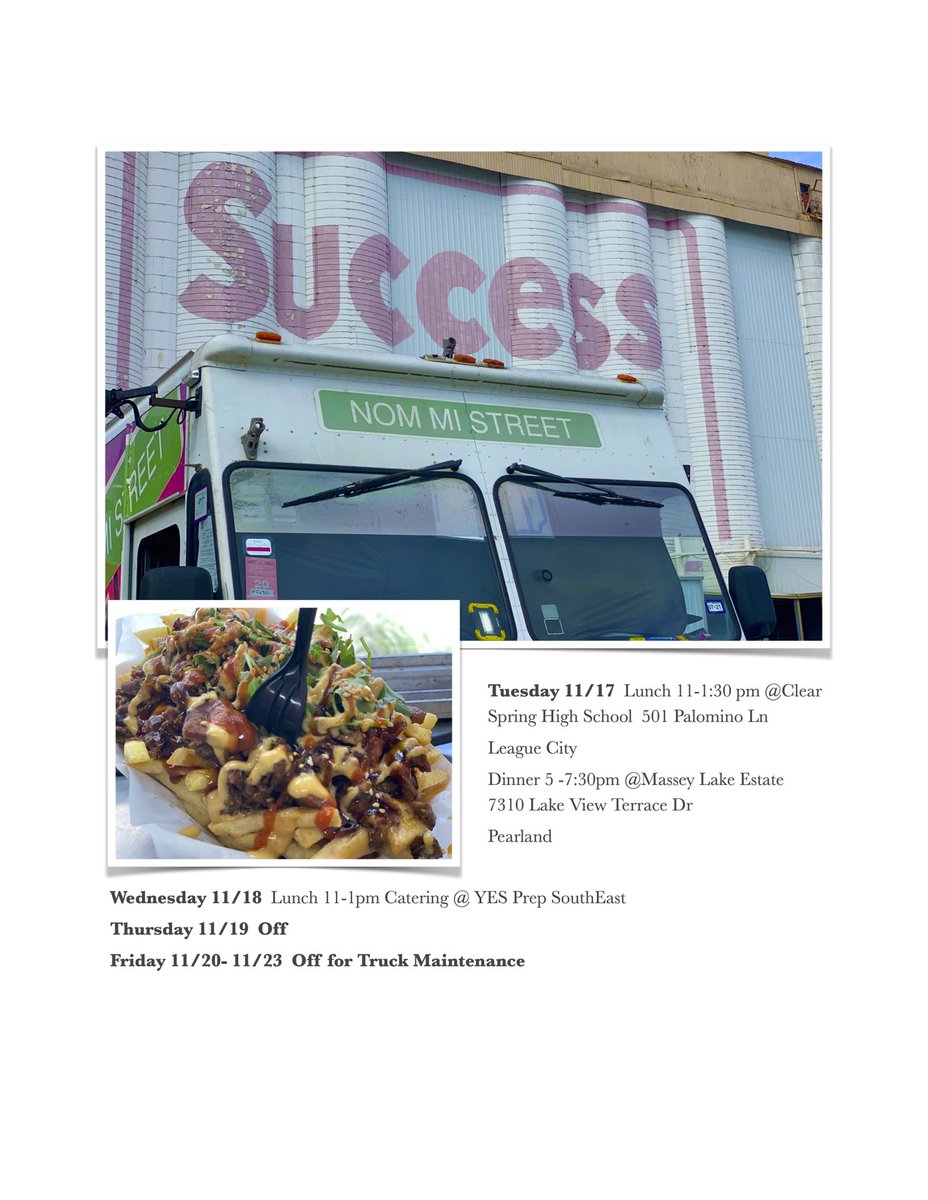 This week schedule! Come get your #nomminess