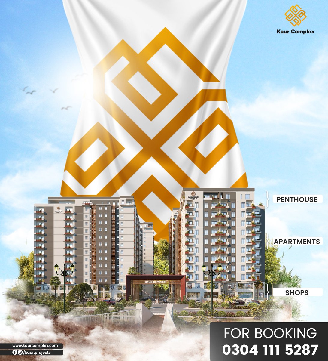 kaurprojects's tweet photo. APARTMENTS - PENTHOUSE - SHOPS 
Book yours NOW!

For Booking:
0304 111 (KAUR) 5287

For more details visit:
https://t.co/EbZiSNzkcc
or
Drop us a message

A project of @landestatedvlpr 

#kaurcomplex #landestatedevelopers #Peshawar
#KPK #apartment #penthouse #shops #booking https://t.co/6rLIThKAYq