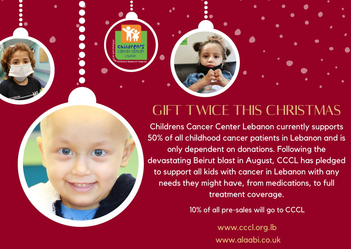 Alaabiworld's tweet photo. Pre-sale is now live, shop online today to guarantee delivery for Christmas! Don’t forget, 10% of all proceeds will go to Children Cancer Centre of Lebanon @ccclebanon https://t.co/eYUPImu1yC