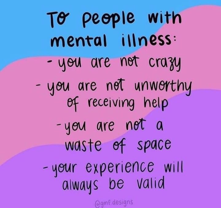 FamCounselCSRA's tweet photo. All of this! We're here for you. 💙💜
#MentalIllness #Anxiety #Depression #PTSD #BPD #Schizophrenia #EatingDisorders #SelfHarm #SuicidalThoughts #SuicidePrevention #YouAreWorthy #YouMatter #YouAreNotYourDisorder #YourExperienceIsValid #NoMoreStigma  #FamilyCounselingCSRA https://t.co/kWo2j8xUib