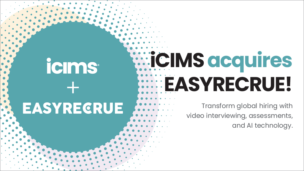 iCIMS's tweet photo. It’s official! Today we announced the acquisition of @easyRECrue, Europe’s leading talent experience platform. Read more about the Talent Cloud’s newest video interviewing and assessment capabilities. https://t.co/p19LnkHCD3 https://t.co/buPbxNj4jT