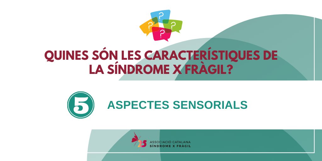 Sabíeu que la majoria dels nens i les nenes amb SXF, presenten sensibilitat a certes sensacions? Els poden molestar des dels sorolls, el tacte de la roba, d'objectes, el contacte amb altres persones, que els abracin, etc. Si voleu saber  més, a la nostra web trobareu + informació