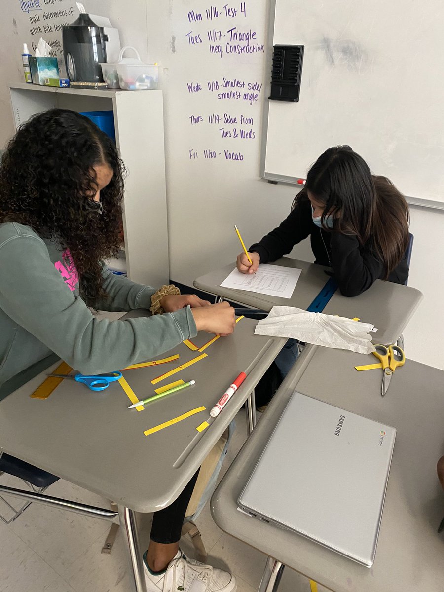 Mrs. Bell (@mrsbellschs) on Twitter photo Students construct triangles to discover the Triangle Inequality Theorem through hands on learning in Geometry! ๐๐<a href="/AlvinISD_Math/">๐ธ๐๐ง๐๐ ๐๐๐ป ๐๐๐ฅ๐</a> <a href="/ManvelHS/">Manvel High School</a> Students construct triangles to discover the Triangle Inequality Theorem through hands on learning in Geometry! ๐๐<a href="/AlvinISD_Math/">๐ธ๐๐ง๐๐ ๐๐๐ป ๐๐๐ฅ๐</a> <a href="/ManvelHS/">Manvel High School</a>