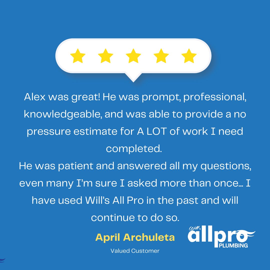 WILLSALLPRO's tweet photo. Prompt, professional and knowledgeable are all things we strive for when you call on the Pro's at Will's All Pro! Thank you, April for leaving this amazing review! When you need a Pro, call us , day or night. 

☎️(210) 879-6182 https://t.co/hI5vLDk09r