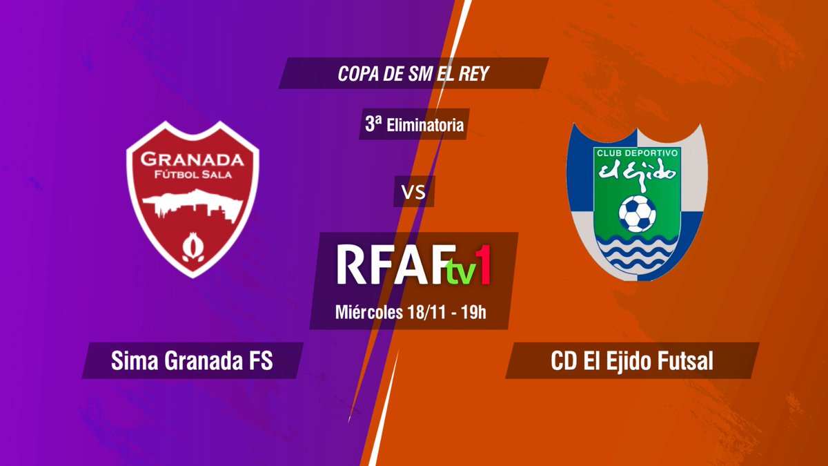 RFAF's tweet photo. 👋¡Buenas tardes! Mañana miércoles (19h) tenemos una importante cita de la #CopaDelRey #futsal: @GranadaFS se enfrenta al @CDElEjidoFutsal en la tercera eliminatoria.

📺Lo podréis ver en directo por @RFAF_tv (Canal 1).

¡Si es que no nos perdemos una! 🤓 https://t.co/CFrlifdGM7