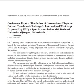 GTerlizzi's tweet photo. On the forthcoming #ERPL-European Review of Private Law my Conference Report: “Resolution of International Disputes: Current Trends and Challenges‘’. Thanks @UCLYDROIT @ucly @RadboudNSM @Wolters_Kluwer @KluwerLawOnline @KluwerArbitration & CONGRATS to all the fabulous Speakers! https://t.co/oWEmAU8J54