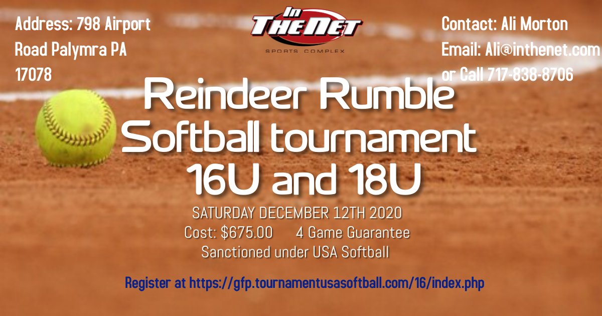 ItnSoftball's tweet photo. New this year to our winter tournament schedule Reindeer Rumble (16U/18U) 4 GAME GUARANTEE $675.00
#yaysoftball #reindeerarecool #tournament #softball #sports #winter #Cold https://t.co/NqjSvaCw23
