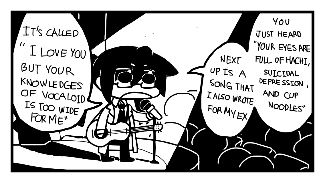 Used to have this series called "Things I draw when I'm bored" (like literally). Drew like 13 strips then I became too bored to draw them.