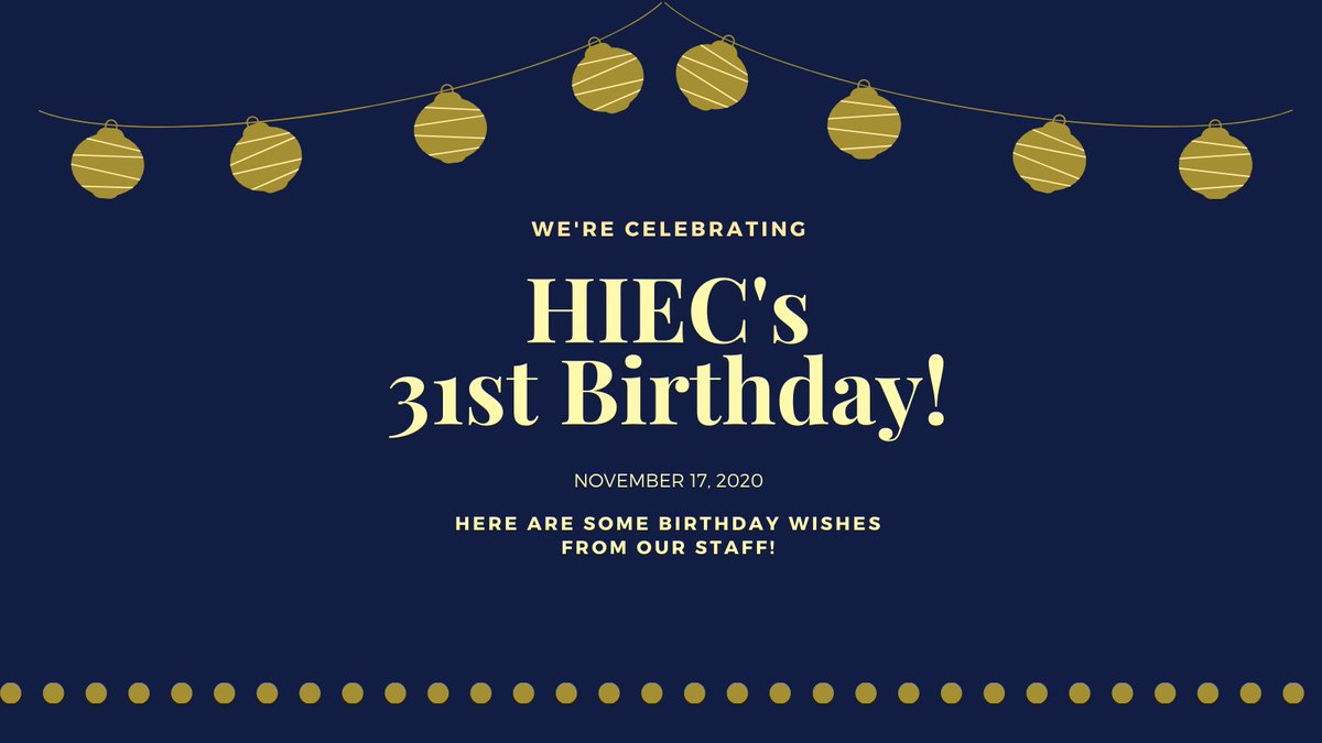 Today we're celebrating 31 years of HIEC 🥳

Follow this thread for birthday wishes from our staff - and reply with your own birthday wish!
