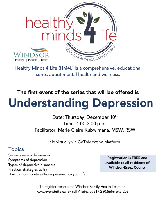 TeamCentre's tweet photo. We will soon be offering #HealthyMinds4Life #UnderstandingDepression Register today: https://t.co/rNSyxPliRW https://t.co/9n9EZdich3