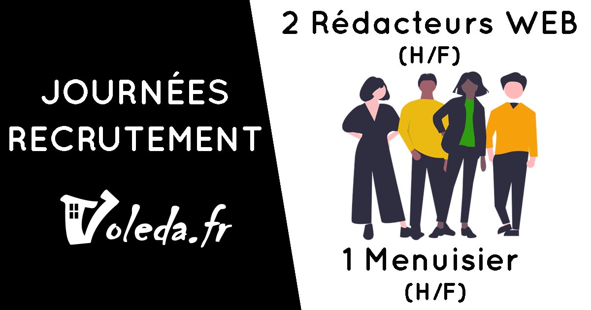 VOLEDAfr's tweet photo. JOURNÉES RECRUTEMENT CHEZ VOLEDA LES 25 ET 26 NOVEMBRE 2020 ! 🔈

3 POSTES SONT À POURVOIR IMMÉDIATEMENT ✅
Nous recherchons 2 rédacteurs WEB (H/F) 💻et 1 menuisier (H/F)👷‍♂️
Retrouves sur notre site https://t.co/AxiecWFJFb, l'intégralité des annonces : https://t.co/G9X81aNjCp https://t.co/FfaBXIqLyj