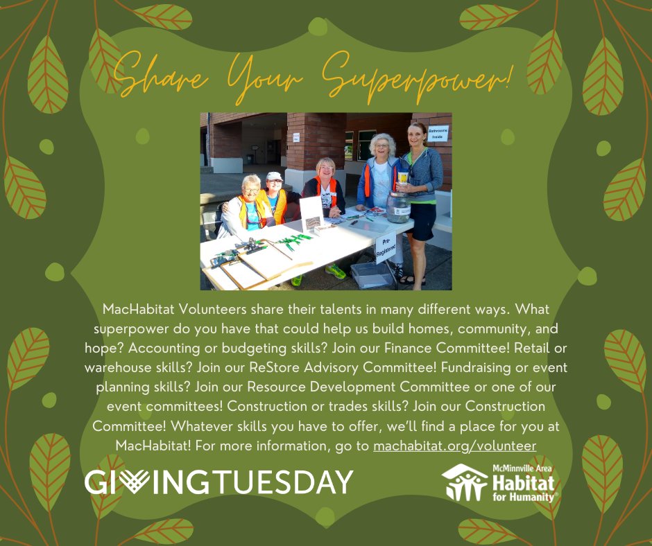 What is your superpower? machabitat.org/volunteer #MacHabitat #HabitatForHumanity #GivingTuesday