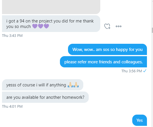myprowriters01's tweet photo. Cusomers peak for us
Legit100%
100% Cashback
#customerexperience
#Literature review
#term papers
#reflectiveessays
#Law
#final exams
#quizzes
#essaypay
#English
#biology
#history
#chemistry
#philosophy
#onlineclass
#psychology
#pay research
Whatsapp/text +1 (518) 594-2690 https://t.co/9i1a7BMtpb
