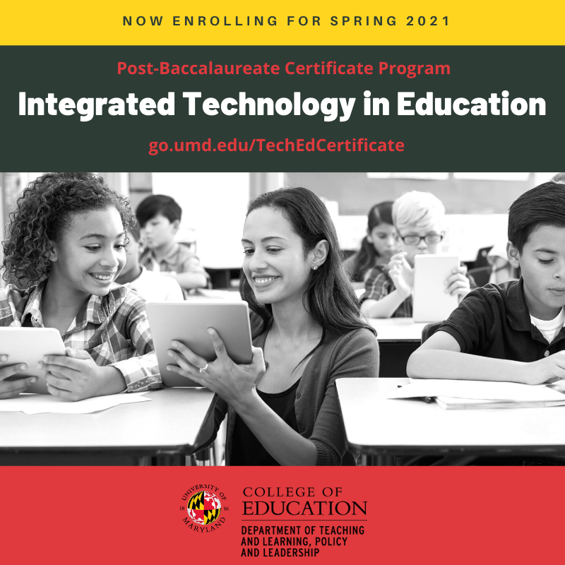 UMDcste's tweet photo. Opportunity among distance. Now completely online and currently enrolling! #Teachers learn to integrate technology into your K-12 practice @UMDCollegeofEd. Scholarships available. https://t.co/WQOnf871a6 #edchat https://t.co/1Wu9yfW94w