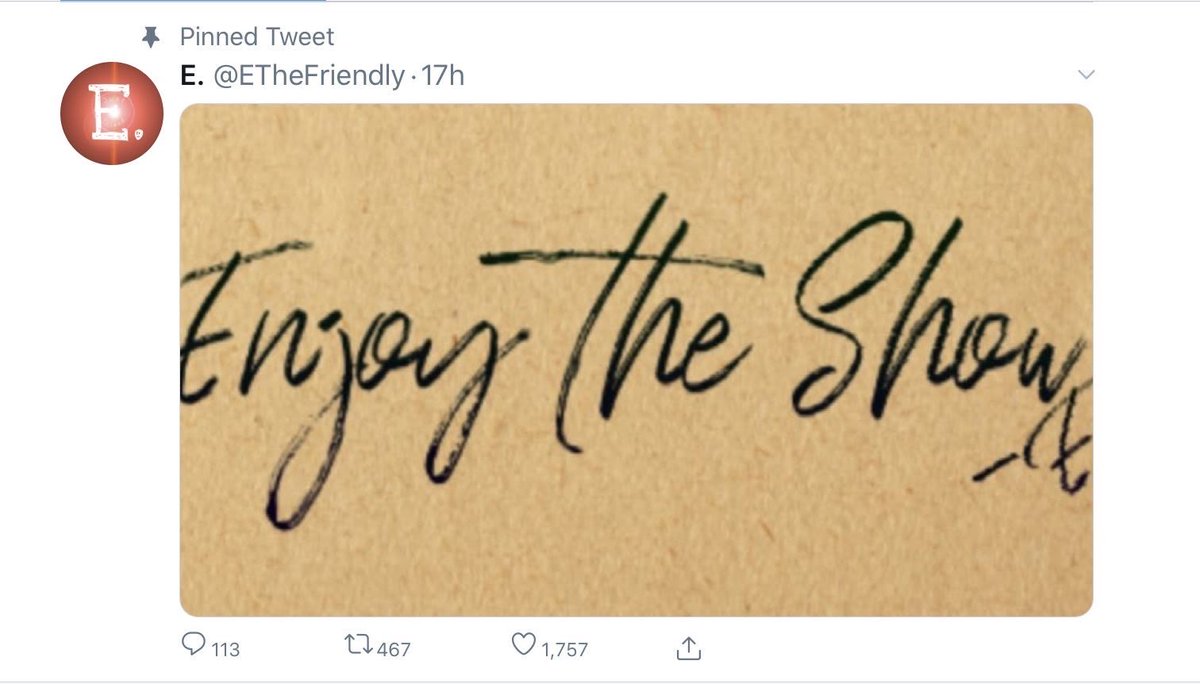 On Oct 17 E Tweets “Enjoy the Show -E”THIRTEEN HOURS LATER Q posts “Enjoy the Show!”