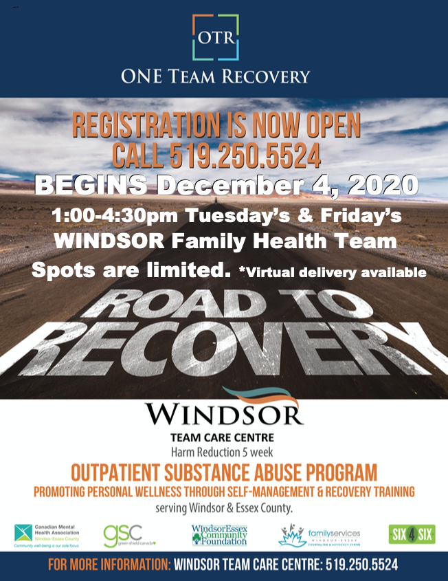 TeamCentre's tweet photo. Our next #OneTeamRecovery #SubstanceAbuseProgram starts December 4th. Please call to register! @FamServWE @WECFoundation @CMHAWECB @GSC_1957 https://t.co/o3XICepmTx