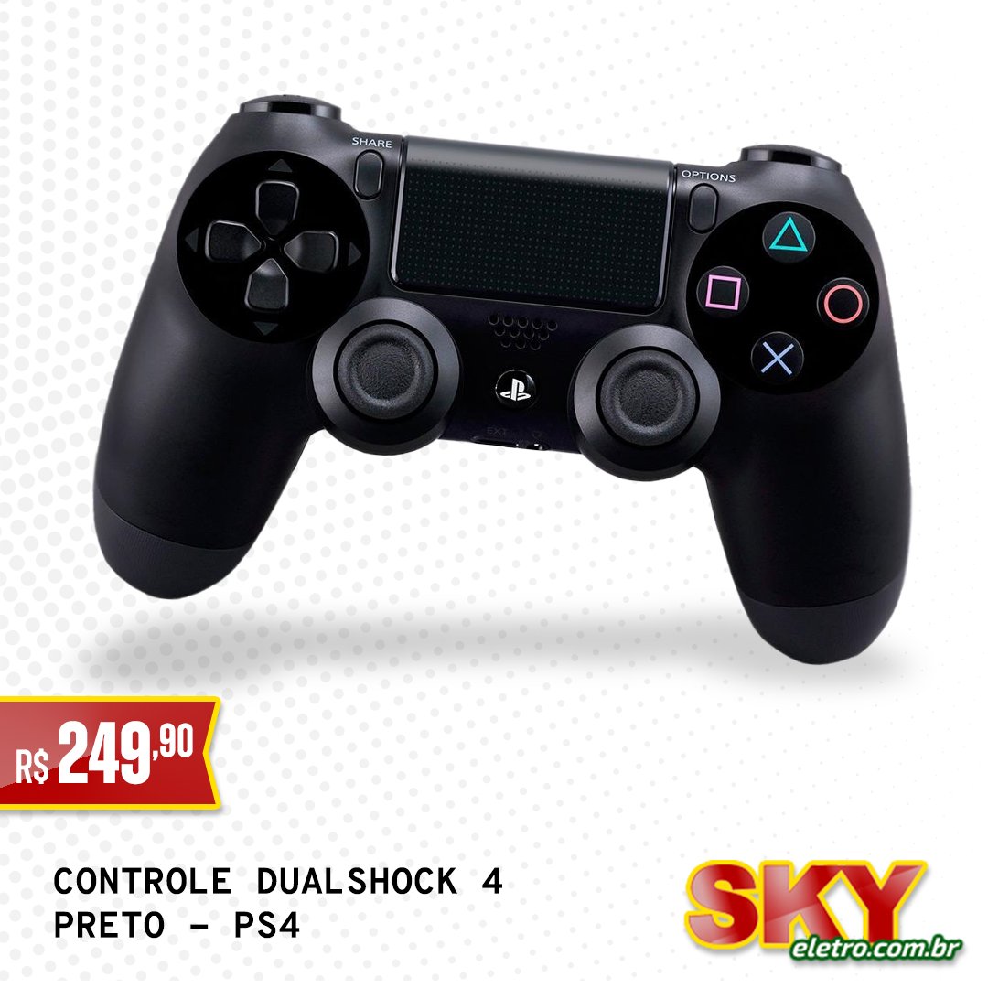 SkyEletro's tweet photo. Na Sky Eletro você encontra tudo para games. O Duolshock 4 revolucionou o mercado de joysticks com seu design inovador, teclas sensíveis que dão muito mais fluidez ao jogo. 

🌐 https://t.co/TmBV9RlQb0 https://t.co/4SUiv7l051