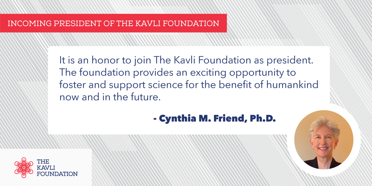 JUST ANNOUNCED: The Kavli Foundation has selected Dr. Cynthia M. Friend, Theodore Williams Richards Professor of Chemistry at <a href="/Harvard/">Harvard University</a>, as its next president.
kavlifoundation.org/kavli-news/cyn…