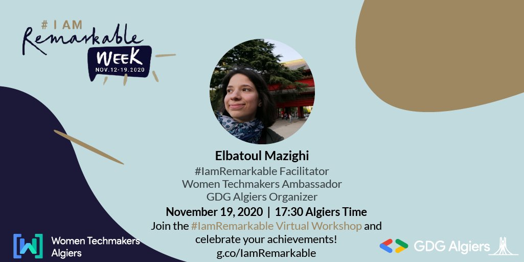 AlgiersWTM's tweet photo. To spread empowerment, we will be having two amazing women to host the session 🤗 

Both Mrs @faridaelchuzade and the one and only Miss @elbatoulm will make sure to tell you how remarkable you are 😍

Also, Never forget that we're stronger together 🥰

#WTM #Google #IamRemarkable https://t.co/TnKSokm7WY