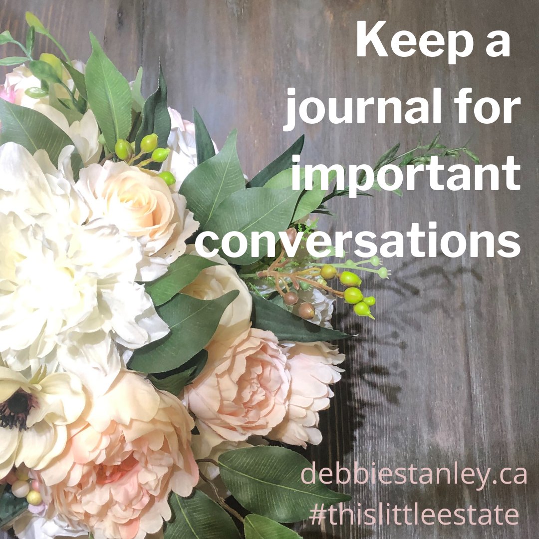 debstanley7's tweet image. Executor Tip: Keep a journal for important conversations with family, beneficiaries, and professionals.  This helps to manage the emotions, and stick to the facts.  Also, it’s a great aid when you have to refer to something a year later!  
#executortips #thislittleestate