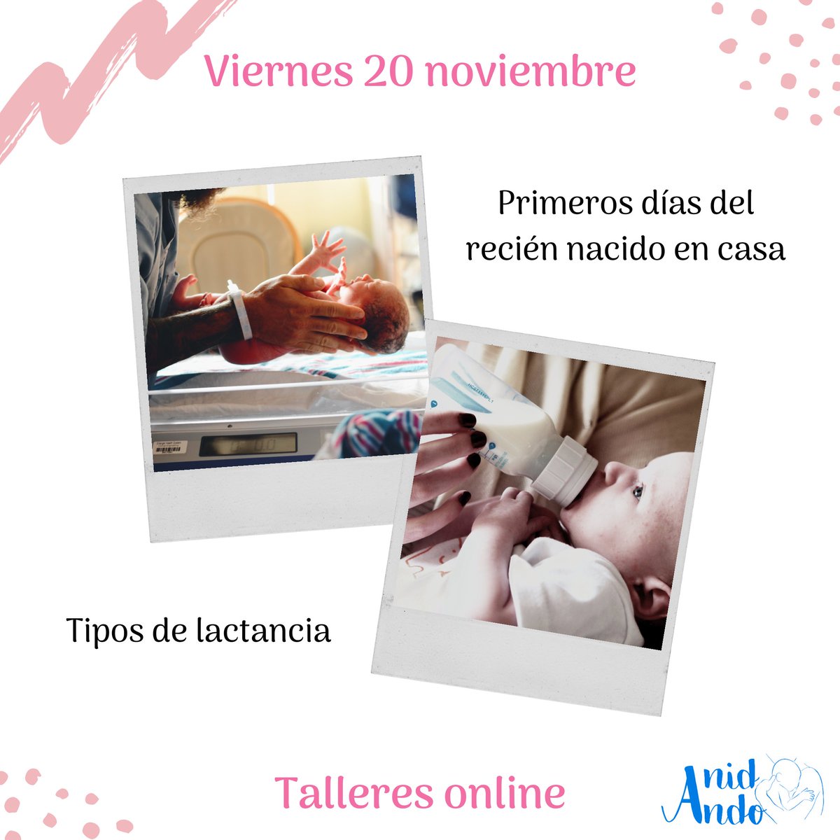 AnidAndocrianza's tweet photo. ¡NUEVA FECHA de estos 2 talleres!
Inscripciones en https://t.co/uMbwWOAjFz
#saludinfantil #salud #reciennacido #cordon #alimentacion #sueño #cuidadosbasicos #taller #quehacer #mpaternidad #crianza #lactanciamixta #lechedeformula https://t.co/nOYpyGefzh