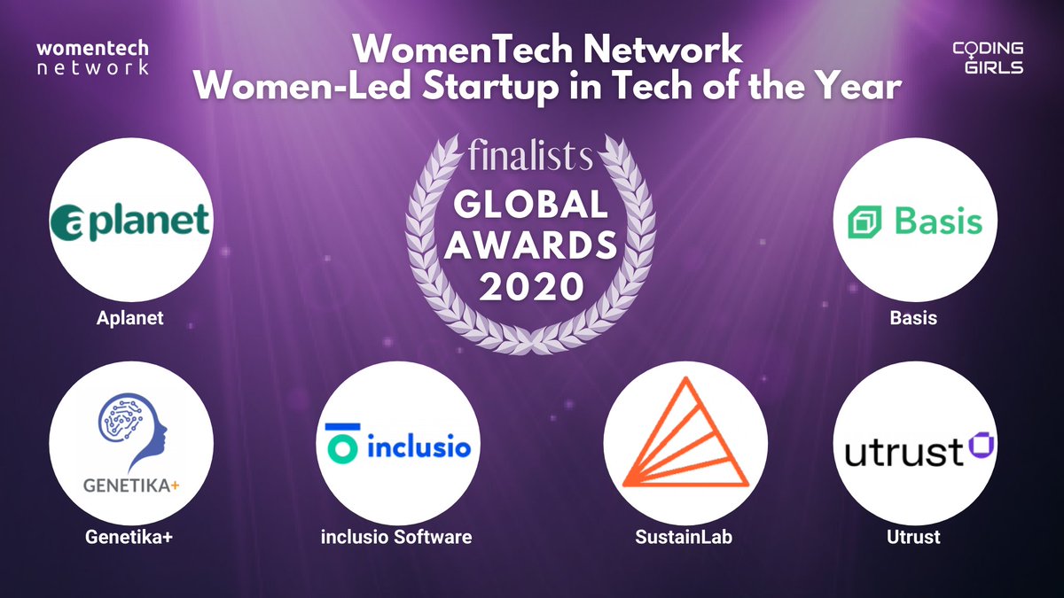 WomenTechNet's tweet image. 👏 Another round of applause for the startups competing for the Women-Led Startup in Tech of the Year Award 2020!
🎫 Get your ticket here to join the live ceremony lnkd.in/eTbdKGs
#womenintechnology #WomenTechNet #WTGA2020 #witawards #dita20 #witawards2020